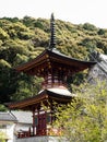 Red pagoda at Shoryuji, temple number 36 of Shikoku pilgrimage Royalty Free Stock Photo