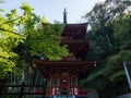 Red pagoda at Shoryuji, temple number 36 of Shikoku pilgrimage Royalty Free Stock Photo