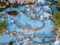 Toscane Italy, natural spa with waterfalls and hot springs at Saturnia thermal baths, Grosseto, Tuscany, Italy aerial