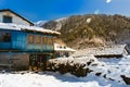 Tosh village in Himachal pradesh, India entirely covered in snow