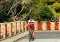 Tossa de Mar. Athlete bicyclist Royalty Free Stock Photo