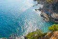 TOSSA DE MAR, CATALONIA, SPAIN: Top view of the sea and mountains