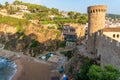 Tossa de Mar, Spain, August 2018. Medieval fortress on a mountain near the sea.