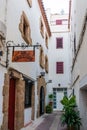 Tossa de Mar, Spain, August 2018. Typical spanish courtyard in the old town.