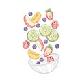 tossed fruit salad. Vector illustration decorative design