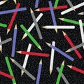 tossed pencils 4 ways vector repeat seamless pattern