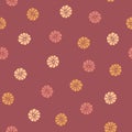 Tossed Pink and Orange Small Autumn Pumpkins Top View Surface Design Textiles