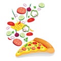 tossed pizza. Vector illustration decorative design