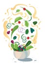 Tossed salad. Vector illustration decorative design