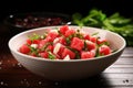 tossed salad of watermelon and crumbled feta