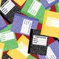 tossed school notebooks 4 ways vector repeat seamless pattern.