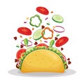 Tossed taco.. Vector illustration decorative design