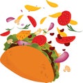 Tossed taco. Vector illustration decorative design