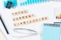 Total current liabilities concept with letters on cubes Royalty Free Stock Photo