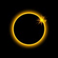 Total eclipse solar. Sun planet glows in ring. Circle earth in fire. Moon light on night space. Full eclipse with red aura on Royalty Free Stock Photo