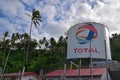 Total French Oil`s large cylindrical tank in Levuka, Ovalau island, Fiji