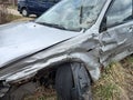 Total loss of a silver passenger car after an accident