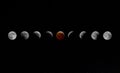 The Total Lunar Blood Moon Eclipse phases March 14, 2025 Royalty Free Stock Photo