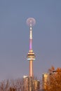 Total lunar eclipse full moon behind the CN Tower