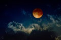 Total lunar eclipse, mysterious natural phenomenon Royalty Free Stock Photo