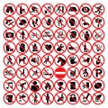 Total of 64 prohibited symbols. Vector illustration.