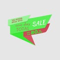 Total Sale special offer banner, up to 80% off. Vector illustration. Colorful total sale sign.Red label. Icon for special offer. S Royalty Free Stock Photo