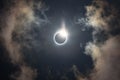 Total solar eclipse of April 8th 2024 ,Totality with corona visible against dark blue sky