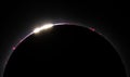 Total Solar Eclipse closeup of Baily\'s Beads with Prominences - April 8, 2024, Waterville, Quebec, Canada Royalty Free Stock Photo