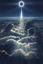 Total solar eclipse cloud pillar Royalty Free Stock Photo