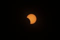 Total solar eclipse. The last bit of the moon passes away from the sun. Sunspots visible Royalty Free Stock Photo