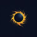 Total solar eclipse logo design featuring a radiant sun and dark moon, symbolizing celestial events and astronomical phenomena, Royalty Free Stock Photo