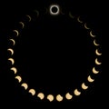 Total Solar Eclipse phases, Composite Solar Eclipse Royalty Free Stock Photo