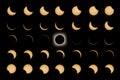 Total Solar Eclipse phases Royalty Free Stock Photo