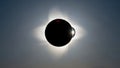 Total Solar Eclipse with Radiant Corona and Glimmering Diamond Ring Effect Captured Against a Dark Sky During Rare Celestial Royalty Free Stock Photo