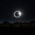 Total Solar Eclipse Showing Diamond Ring Effect in Dark Sky Royalty Free Stock Photo