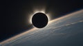 Total Solar Eclipse from Space with Earth's Atmosphere and Clouds Royalty Free Stock Photo