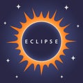 Total solar eclipse with stars on blue background Royalty Free Stock Photo