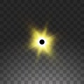 Total solar eclipse vector illustration on transparent background. Full moon shadow sun eclipse with corona. Royalty Free Stock Photo