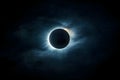 Total solar eclipse viewed against dark sky with clouds Generative AI Royalty Free Stock Photo