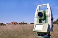 Total station set in the field