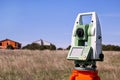 Total station set in the field