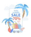 Total Summer Sale Banner, Shopping Cart Paper Bags