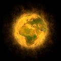 Total warming of planet Earth - Europe Africa Asia