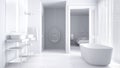 Total white minimalist scandinavian bathroom with bedroom Royalty Free Stock Photo