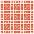 100 totalizator icons set grunge orange Royalty Free Stock Photo