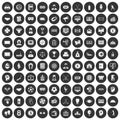 100 totalizator icons set black circle Royalty Free Stock Photo