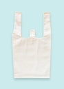 Tote bag canvas white cotton fabric cloth for eco shopping sack mockup blank template isolated on blue background clipping path Royalty Free Stock Photo