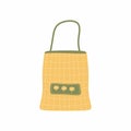 Tote bag for shopping, storage. Green beige fabric cloth or paper bag. Save Earth ecology concept. Flat style vector illustration Royalty Free Stock Photo