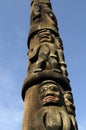 Totem pole in the Cowichan Valley, Duncan, British Columbia. Royalty Free Stock Photo