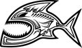totem fish, monster fish, piranha - Stylized fish, Fishing logo. Template club emblem. Fishing theme vector illustration